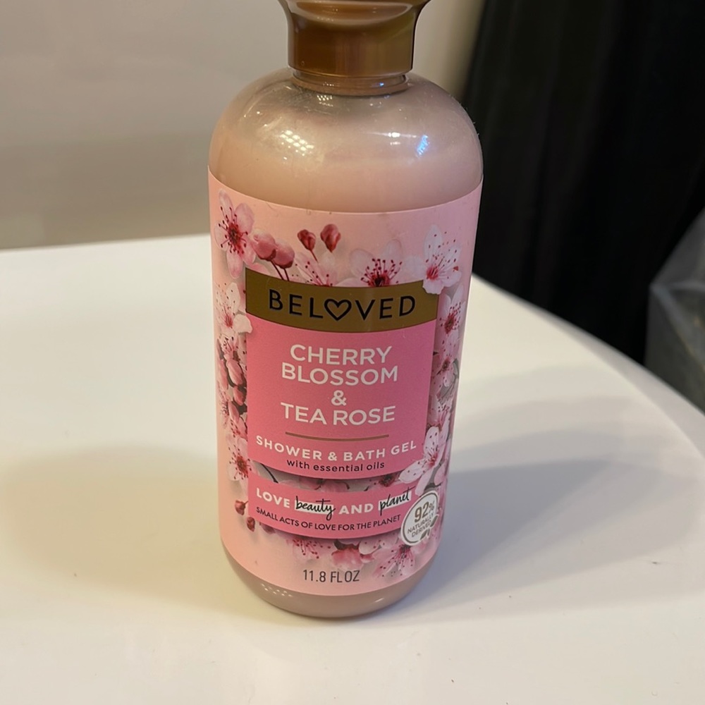 NWOT Cherry blossom and tea rose shower and bath gel with essential oils